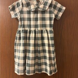 Kate Quinn Plaid Kids Dress in Green and Cream